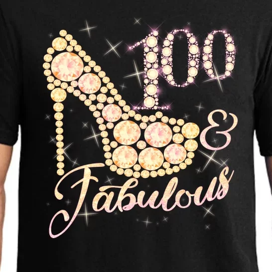 Fabulous & 100 Sparkly Heel 100th Birthday Pajama Set