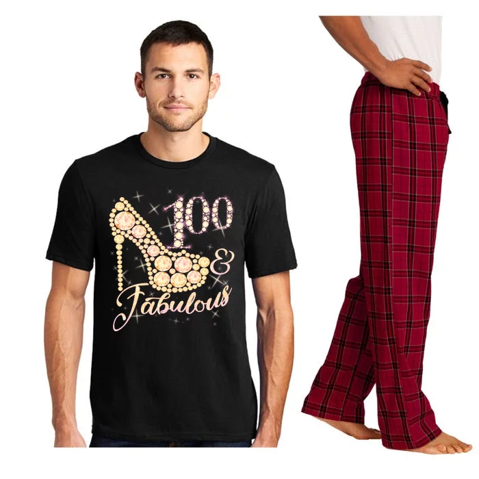 Fabulous & 100 Sparkly Heel 100th Birthday Pajama Set