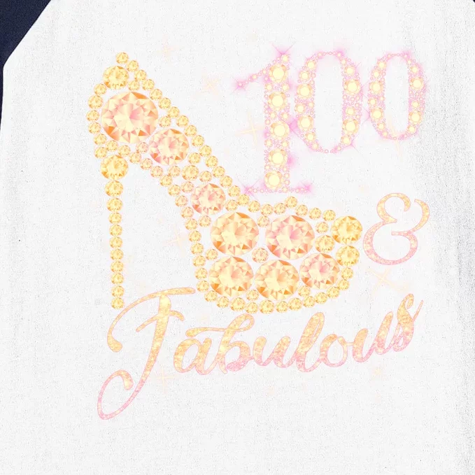 Fabulous & 100 Sparkly Heel 100th Birthday Baseball Sleeve Shirt