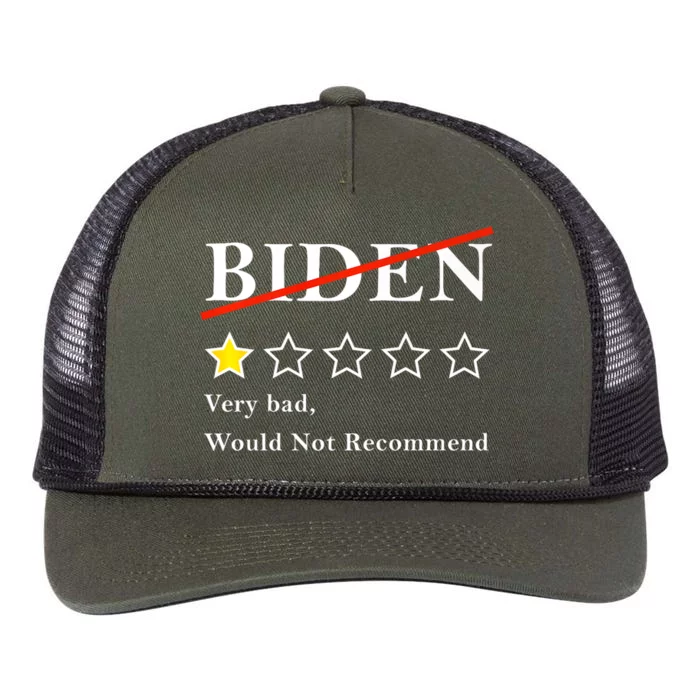 Funny 1 Star Anti Biden Very Bad Would Not Recommend Retro Rope Trucker Hat Cap