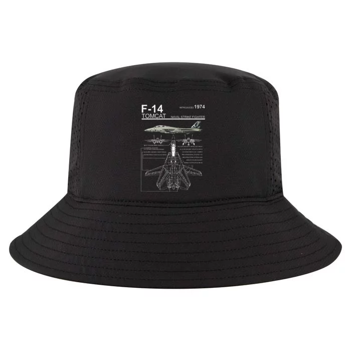 F 14 Tomcat Fighter Jet Diagram Graphic Cool Comfort Performance Bucket Hat