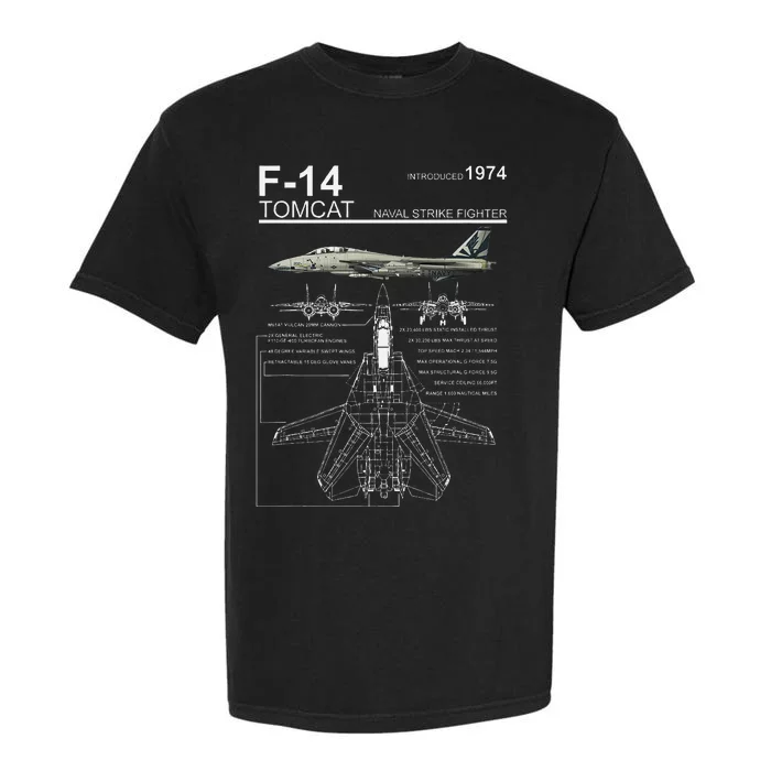 F 14 Tomcat Fighter Jet Diagram Graphic Garment-Dyed Heavyweight T-Shirt