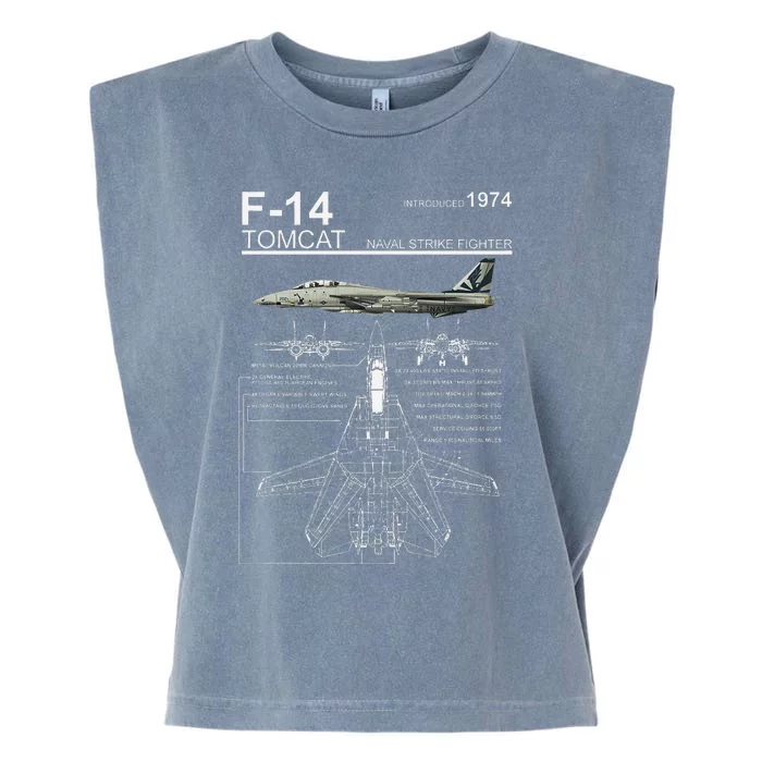 F 14 Tomcat Fighter Jet Diagram Graphic Garment-Dyed Women's Muscle Tee