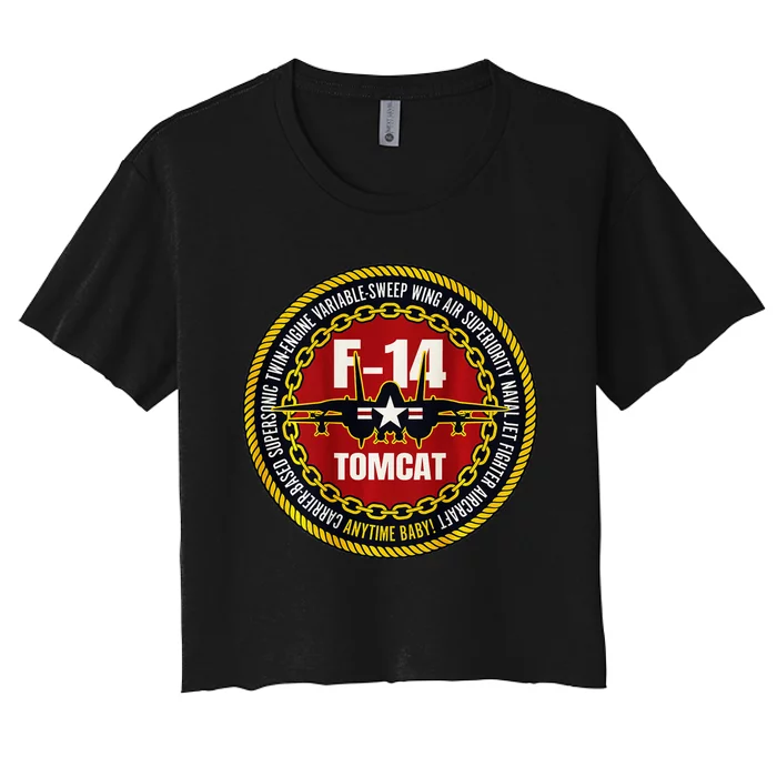 F 14 Tomcat Fighter Jet Military Aircraft Design Women's Crop Top Tee