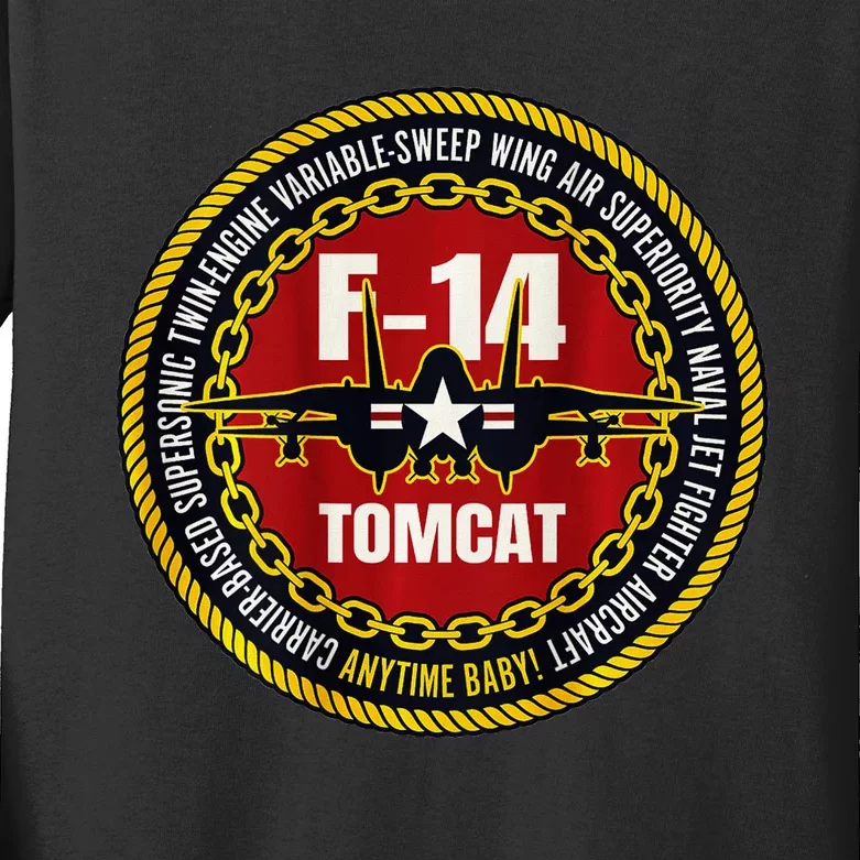 F 14 Tomcat Fighter Jet Military Aircraft Design Kids Long Sleeve Shirt