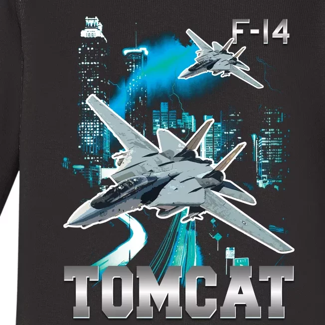 F 14 Tomcat Bootleg Style Baby Long Sleeve Bodysuit