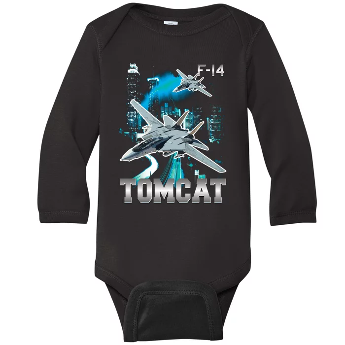 F 14 Tomcat Bootleg Style Baby Long Sleeve Bodysuit