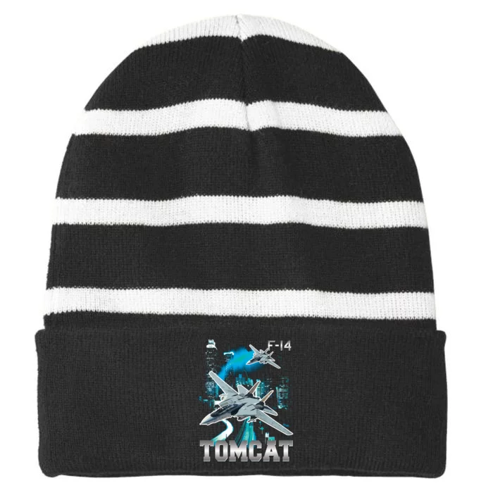 F 14 Tomcat Bootleg Style Striped Beanie with Solid Band