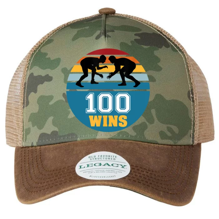 Funny 100 Wins Wrestling Gift Legacy Tie Dye Trucker Hat