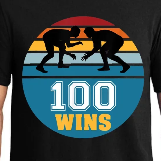 Funny 100 Wins Wrestling Gift Pajama Set