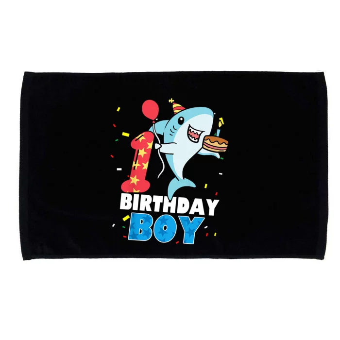 Funny 1 Year Old Shark OceanTheme Party 1st Birthday Boy Microfiber Hand Towel