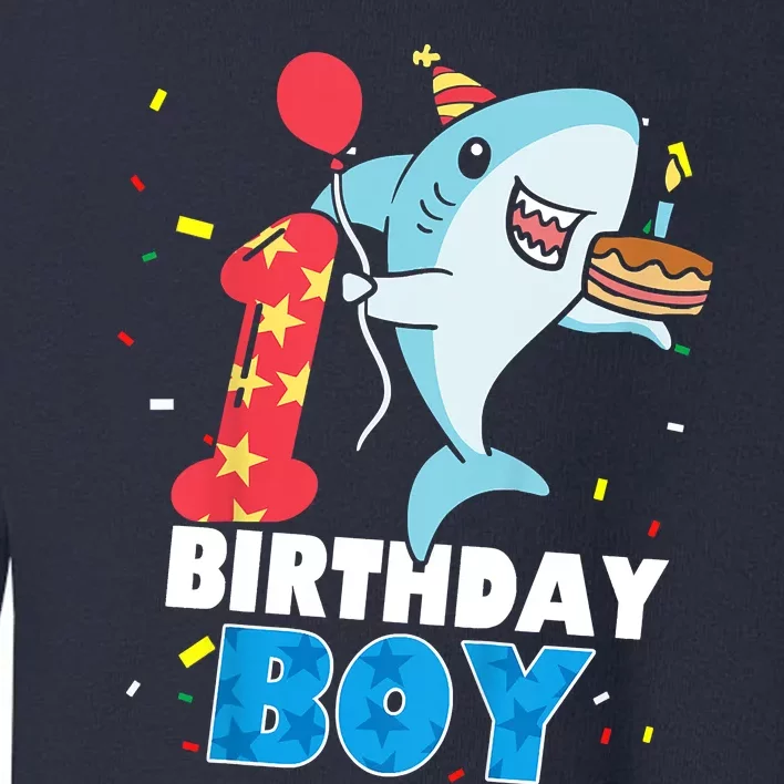 Funny 1 Year Old Shark OceanTheme Party 1st Birthday Boy Toddler Sweatshirt