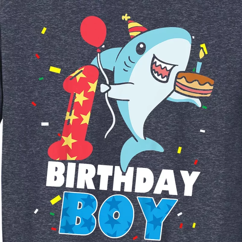 Funny 1 Year Old Shark OceanTheme Party 1st Birthday Boy Sweatshirt