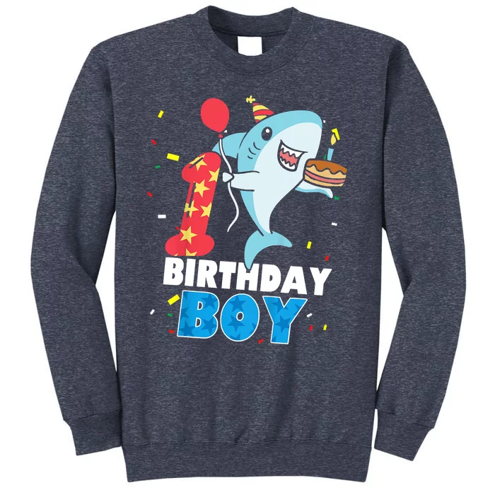 Funny 1 Year Old Shark OceanTheme Party 1st Birthday Boy Sweatshirt