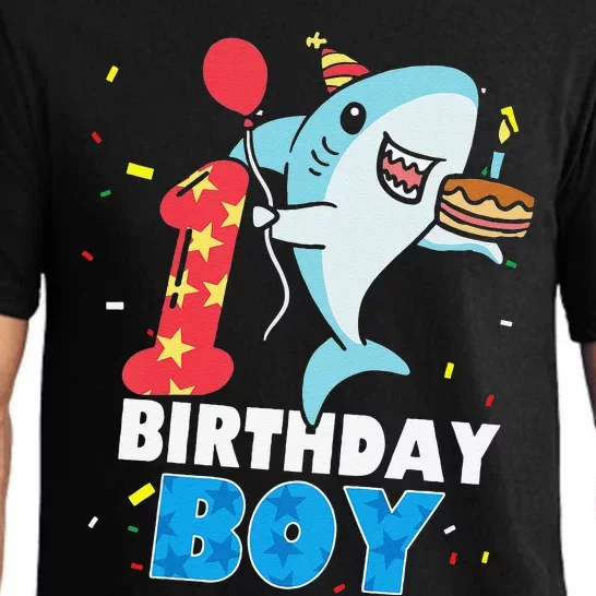 Funny 1 Year Old Shark OceanTheme Party 1st Birthday Pajama Set