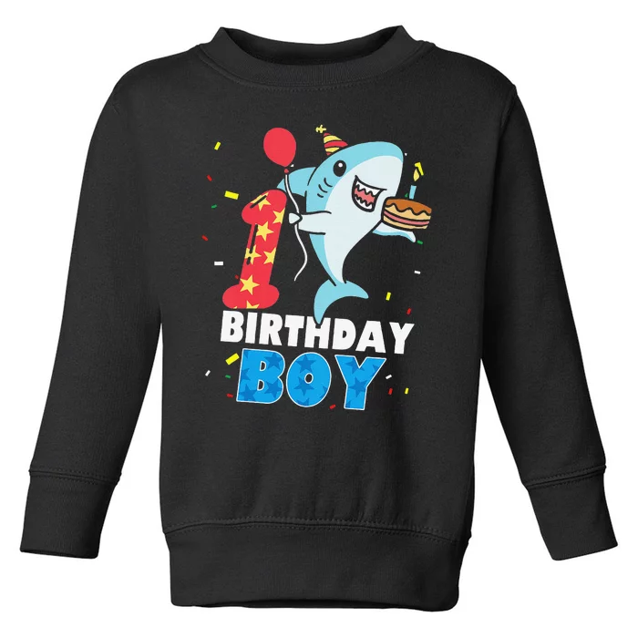 Funny 1 Year Old Shark OceanTheme Party 1st Birthday Toddler Sweatshirt