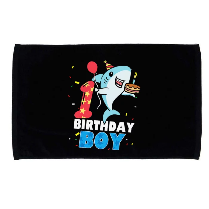 Funny 1 Year Old Shark OceanTheme Party 1st Birthday Microfiber Hand Towel