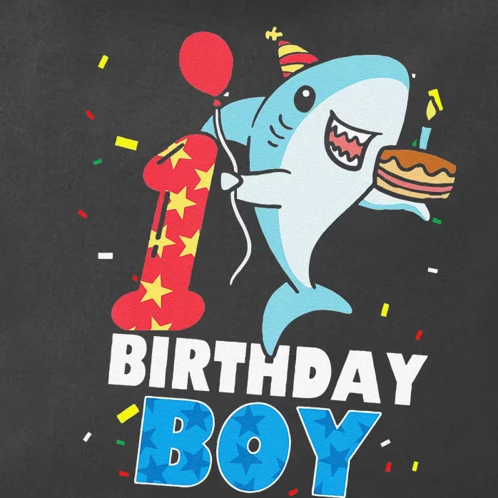 Funny 1 Year Old Shark OceanTheme Party 1st Birthday Zip Tote Bag