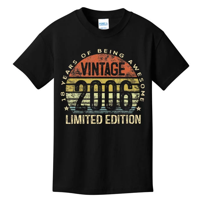 Funny 18 Year Old Gifts Vintage 2006 Limited Edition 18th Birthday Kids T-Shirt