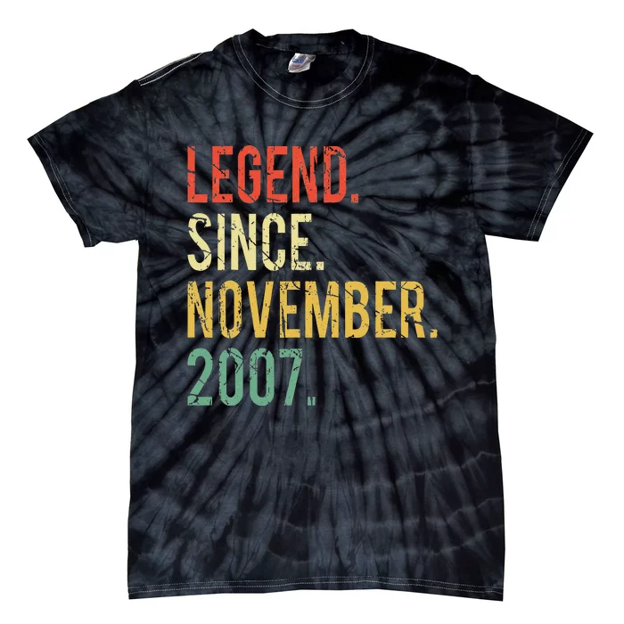 Funny 15 Years Old Vintage Legend Since November 2007 Tie-Dye T-Shirt