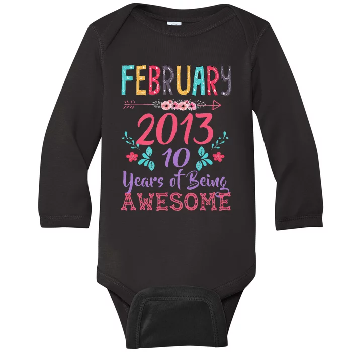 February 2013 10th Birthday Gift 10 Years Old Baby Long Sleeve Bodysuit