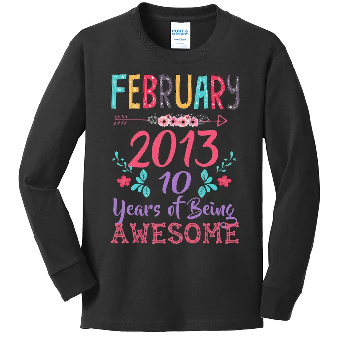 February 2013 10th Birthday Gift 10 Years Old Kids Long Sleeve Shirt