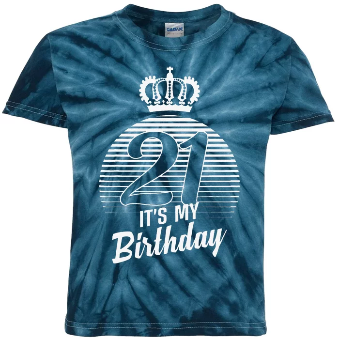 Funny 21st Birthday Design For Women 21 Years Old Bday Kids Tie-Dye T-Shirt