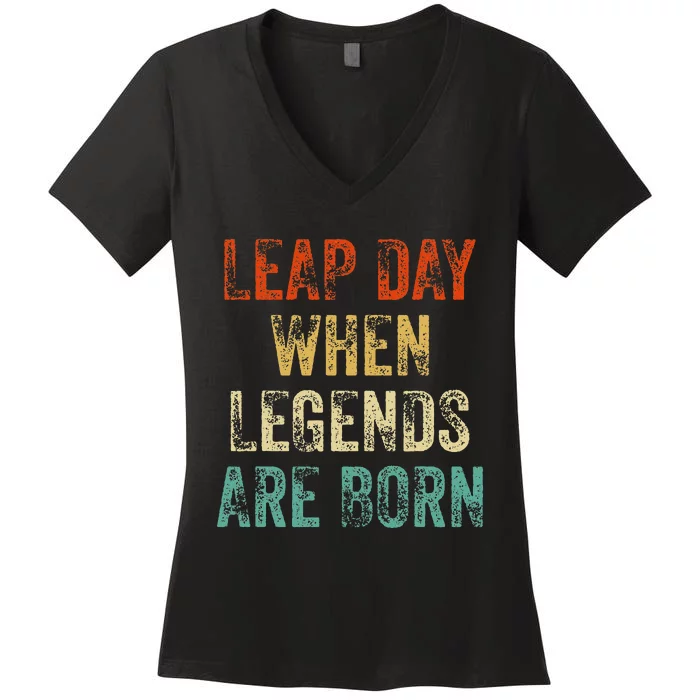 February 29 Birthday Cool Leap Year Women's V-Neck T-Shirt