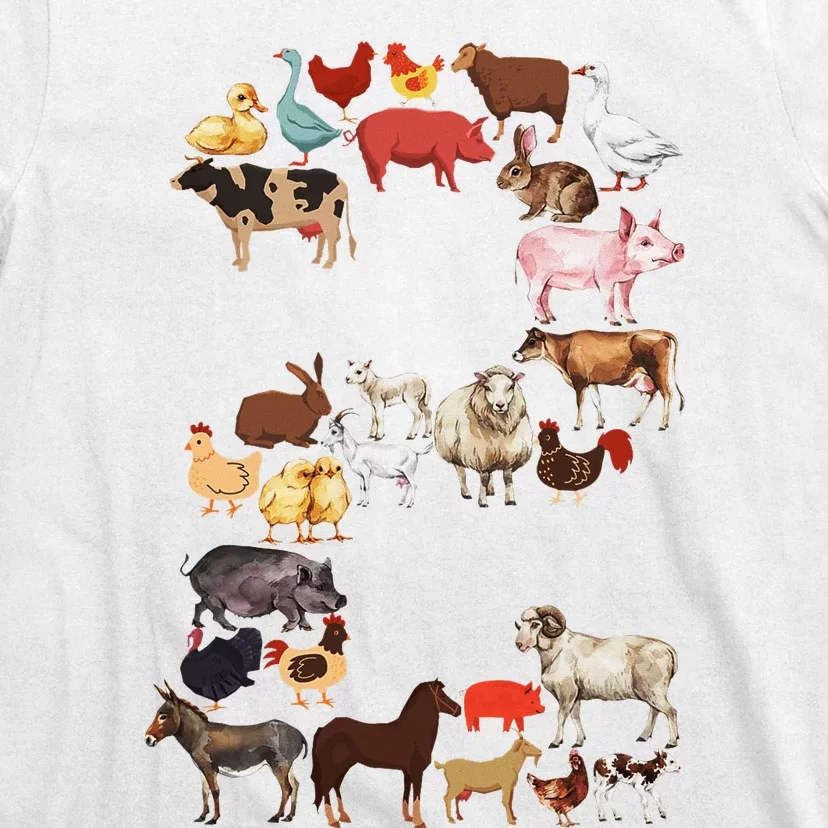 Fun 2nd Birthday Farm Animals Themed 2 Year Old Bday T-Shirt