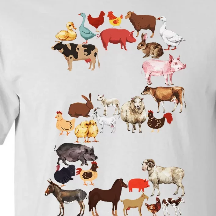 Fun 2nd Birthday Farm Animals Themed 2 Year Old Bday Tall T-Shirt