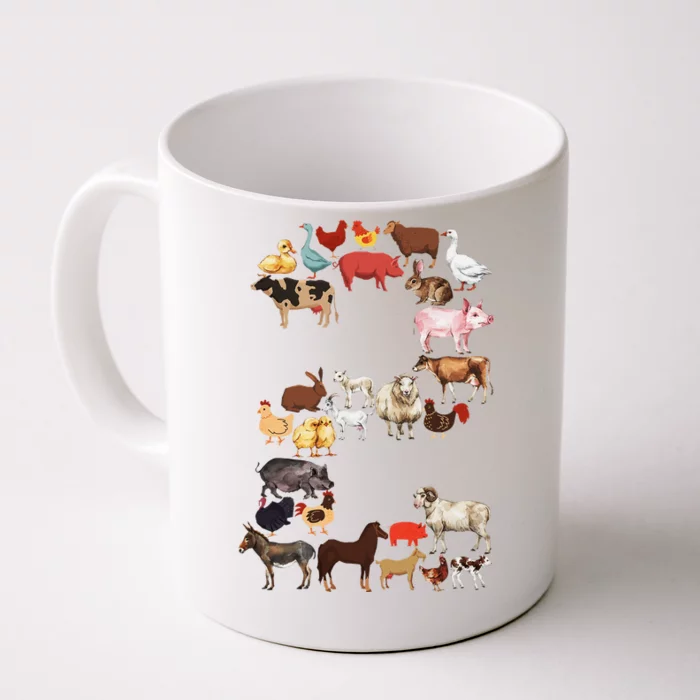 Fun 2nd Birthday Farm Animals Themed 2 Year Old Bday Front & Back Coffee Mug