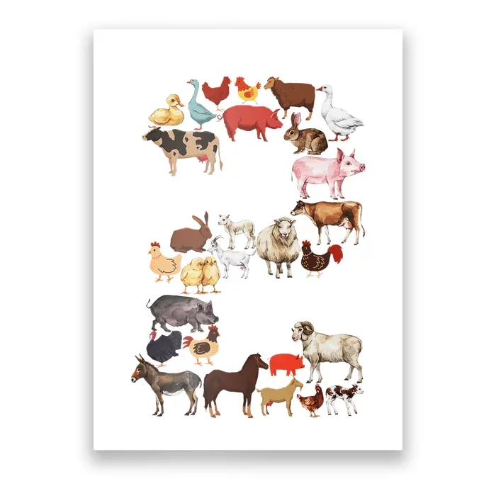 Fun 2nd Birthday Farm Animals Themed 2 Year Old Bday Poster