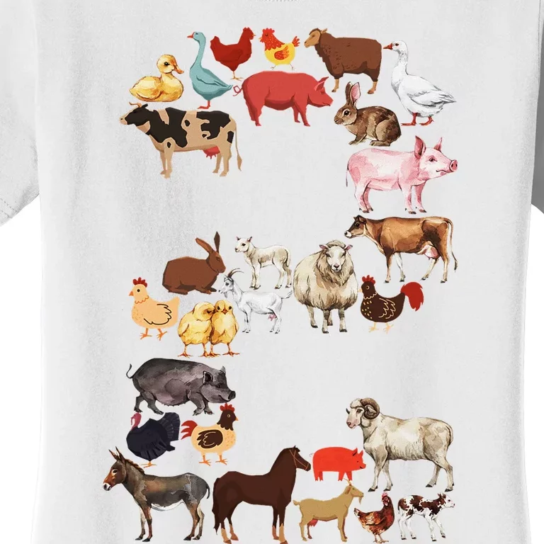 Fun 2nd Birthday Farm Animals Themed 2 Year Old Bday Women's T-Shirt