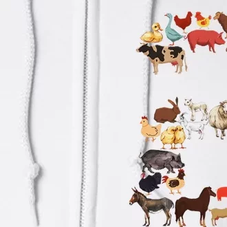 Fun 2nd Birthday Farm Animals Themed 2 Year Old Bday Full Zip Hoodie