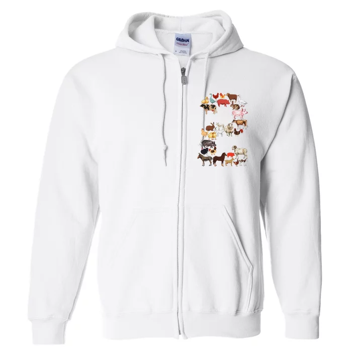 Fun 2nd Birthday Farm Animals Themed 2 Year Old Bday Full Zip Hoodie