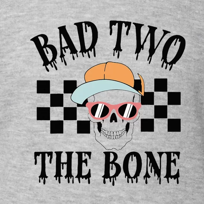 Funny 2nd Birthday Halloween Skeleton Boy Bad Two The Bone Toddler Sweatshirt