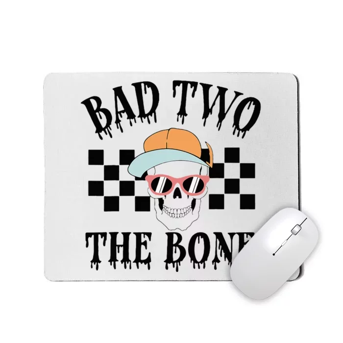 Funny 2nd Birthday Halloween Skeleton Boy Bad Two The Bone Mousepad