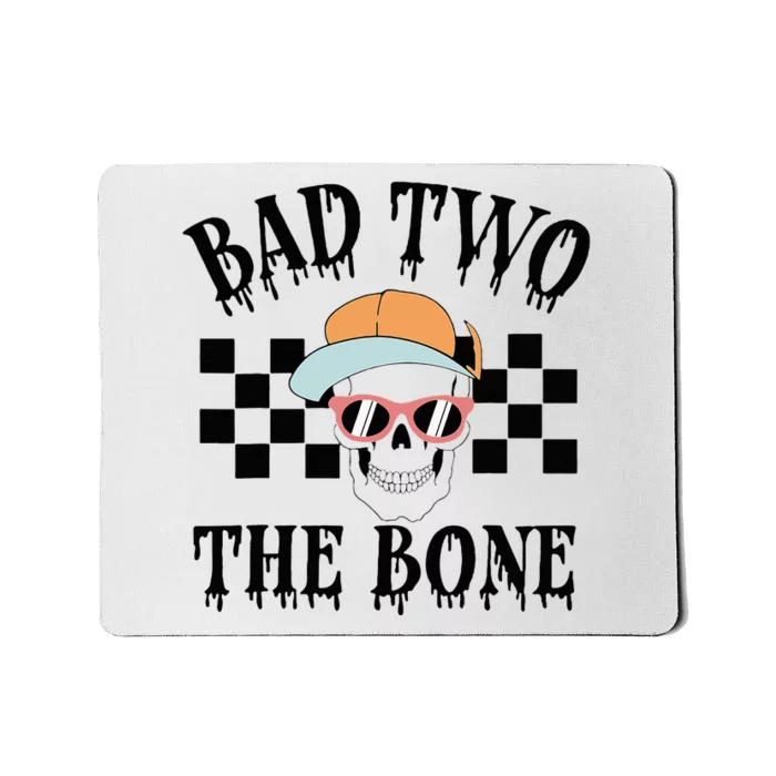 Funny 2nd Birthday Halloween Skeleton Boy Bad Two The Bone Mousepad