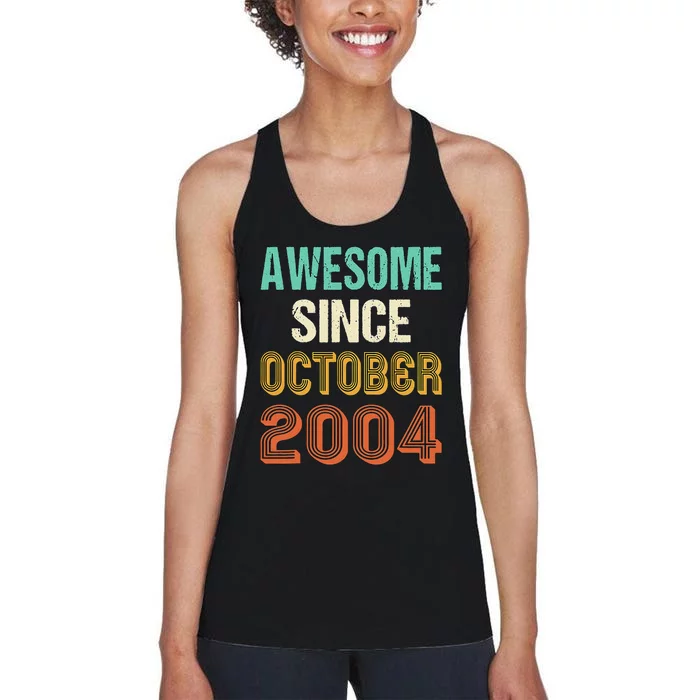 Funny 20th Birthday Awesome Since Oct 2004 Born In October Women's Racerback Tank