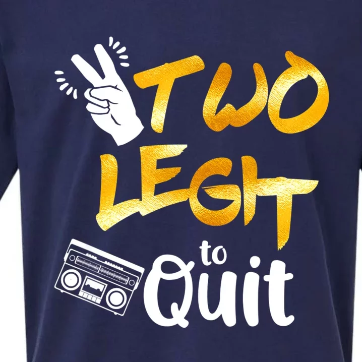 Funny 2nd Birthday Hip Hop Theme Two Legit To Quit 1 Sueded Cloud Jersey T-Shirt