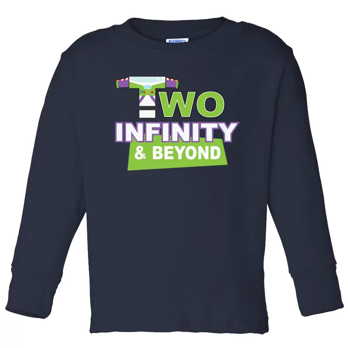 Funny 2nd Birthday, Second Birthday, Two Infinity And Beyond 1 Toddler Long Sleeve Shirt