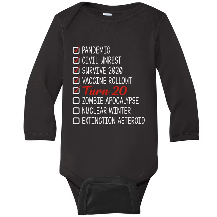 Funny 20th Birthday Gift 20 Years Old 2002 Made In 2002 Baby Long Sleeve Bodysuit