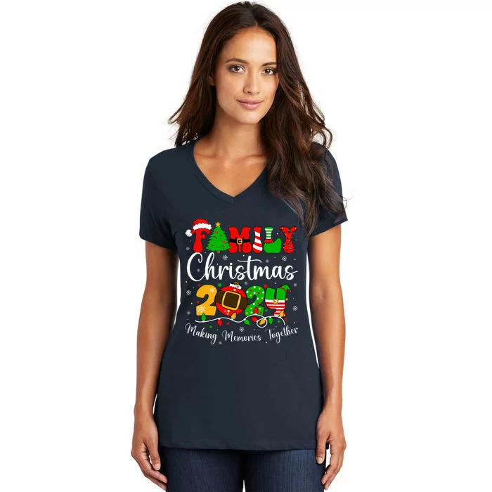 Family 2024 Christmas Matching Outfits Team Santa Elf Squad Women's V-Neck T-Shirt