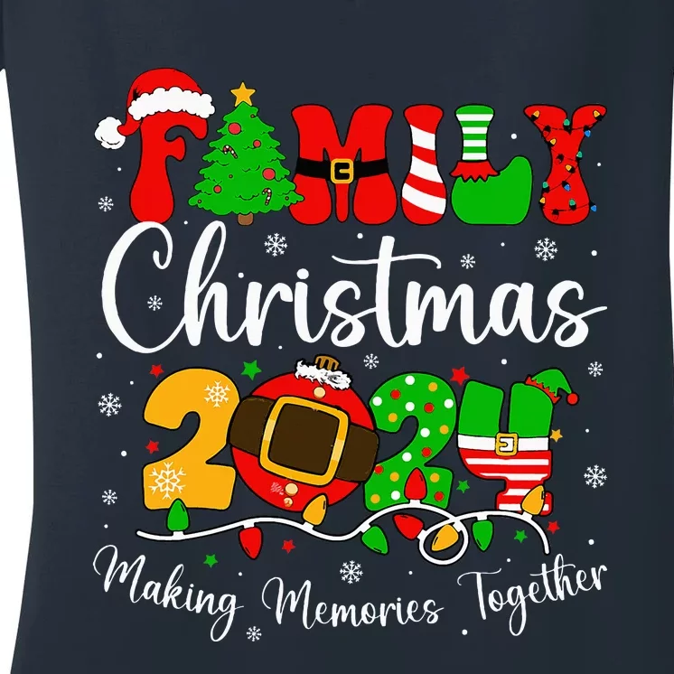 Family 2024 Christmas Matching Outfits Team Santa Elf Squad Women's V-Neck T-Shirt