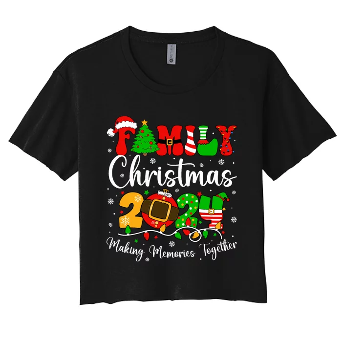 Family 2024 Christmas Matching Outfits Team Santa Elf Squad Women's Crop Top Tee