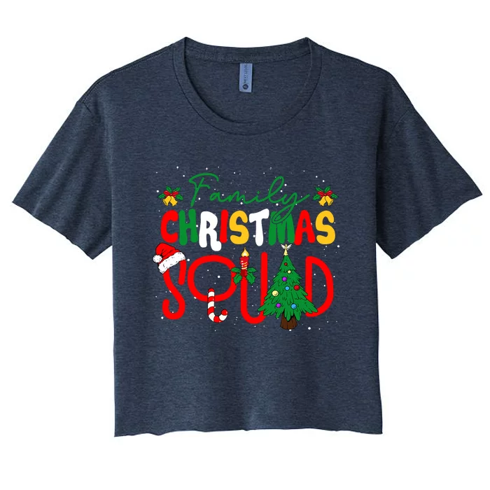 Family 2024 Christmas Matching Outfits Team Santa Elf Squad Women's Crop Top Tee