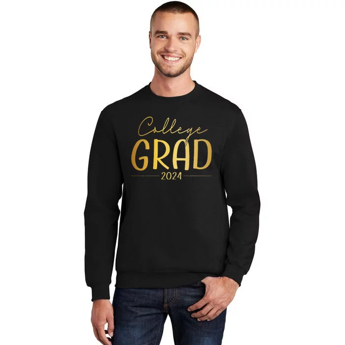 Funny 2024 College Graduate Graduation Grad Students Seniors Tall Sweatshirt