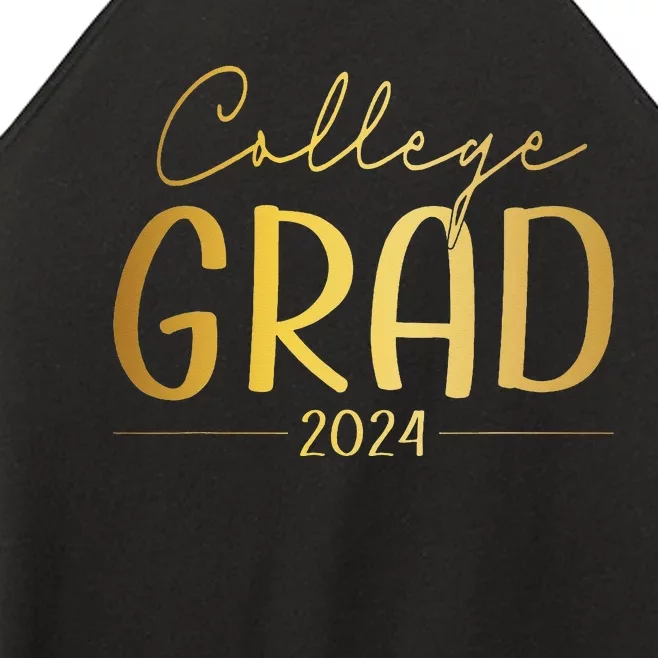 Funny 2024 College Graduate Graduation Grad Students Seniors Women’s Perfect Tri Rocker Tank