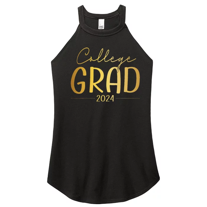 Funny 2024 College Graduate Graduation Grad Students Seniors Women’s Perfect Tri Rocker Tank