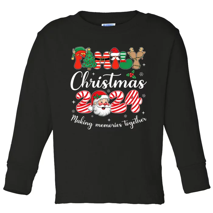 Family 2024 Christmas Matching Outfits Team Santa Elf Squad Toddler Long Sleeve Shirt